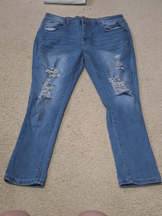 honey and bristle Denim - Women's Skinny Distressed Blue Jeans